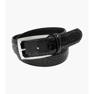 Stacy Adams Croco Embossed Smooth Genuine Leathwr Belt Size 38 New Black